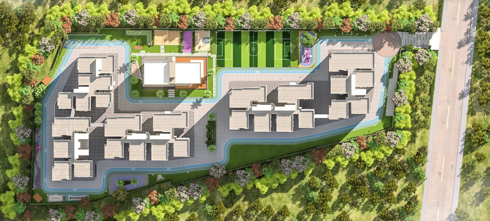 Master Plan - Complete project overview with all 5 blocks and amenities