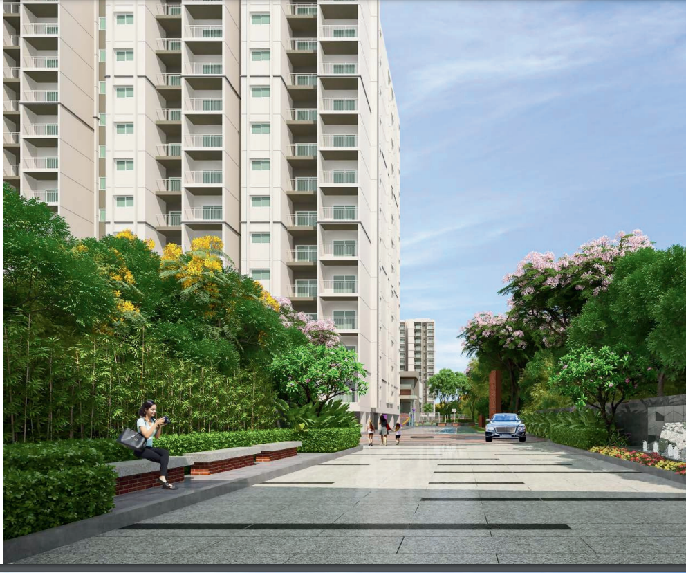 Beautiful exterior landscaping with manicured gardens and pathways